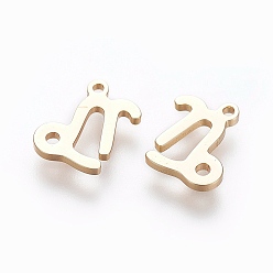 Capricorn 304 Stainless Steel Charms, Constellation/Zodiac Sign, Real 18K Gold Plated, Capricorn, 9.8x8.7x1mm, Hole: 1mm