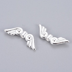 Silver Tibetan Style Alloy Beads, Lead Free & Cadmium Free, Wings, Silver, 21x7.5mm, Hole: 1mm