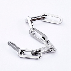 Stainless Steel Color 304 Stainless Steel Paperclip Chains, Drawn Elongated Cable Chains, Unwelded, Flat Oval, Stainless Steel Color, 13~13.5x5x1.5mm
