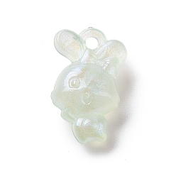 Honeydew Luminous Acrylic Pendants, with Glitter, Glow In The Dark, Rabbit, Honeydew, 28.5x19x11.5mm, Hole: 3mm, about 200pcs/500g