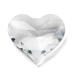 Clear Transparent Glass Beads, Faceted, Heart, No Hole, for Chandelier Crystal Hanging Finding, Clear, 36x39x15mm