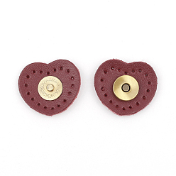 Purple Cattlehide Magnetic Buttons Snap Magnet Fastener, Heart, for Cloth & Purse Makings, Purple, 3.5x3x0.5cm