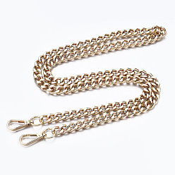 Light Gold Bag Chains Straps, Aluminum Curb Link Chains, with Alloy Swivel Clasps, for Bag Replacement Accessories, Light Gold, 1180x12mm