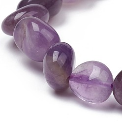 Amethyst Natural Amethyst Stretch Beaded Bracelets, Tumbled Stone, Nuggets, 1-7/8 inch~2-1/8 inch(4.8~5.5cm), Beads: 6~15x6~11x3~11mm