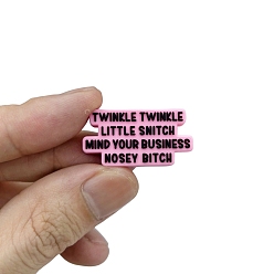 Rose Nacré Perles focales en silicone écologiques de qualité alimentaire avec lettres anglaises, perles à mâcher pour les jouets de dentition, perle rose, 24mm