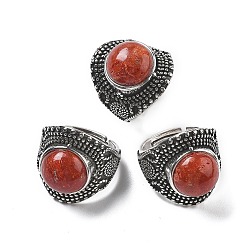 Синтетический Коралл Регулируемые кольца из синтетического коралла, без свинца и без кадмия, старинные посеребренные латунные перстни для женщин, 22.5 мм, внутренний диаметр: 17 мм