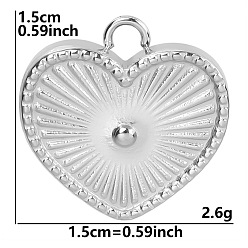 Нержавеющая Сталь Цвет Антикоррозийные 304 подвески из нержавеющей стали, шарма сердца, цвет нержавеющей стали, 15x15 мм