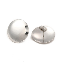 Stainless Steel Color 304 Stainless Steel Flat Round Stud Earrings for Women, Stainless Steel Color, 20mm, Pin: 0.8mm