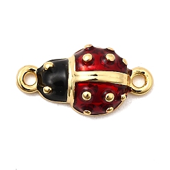 Темно-Красный Подвески из латунной эмали, божья коровка ссылки, долговечный, без кадмия и без свинца, реальный 18 k позолоченный, стойки покрытие, темно-красный, 16.5x8.5x4.5 мм, отверстие : 1.2 мм