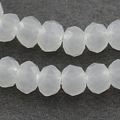 WhiteSmoke Imitation Jade Glass Beads Strands, Faceted, Rondelle, WhiteSmoke, 3x2mm, Hole: 0.5mm, about 160~165pcs/strand, 15.35 inch~15.75 inch(39~40cm)