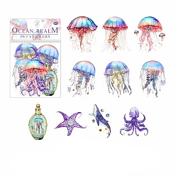 Cornflower Blue Dream Dance Ocean Realm Series 20 Sheets PET Sticker, Luminous Jellyfish for Journal Diary DIY Decoration, Cornflower Blue, 75x75mm