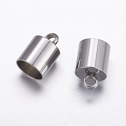 Stainless Steel Color 304 Stainless Steel Cord Ends, Stainless Steel Color, 13x9mm, Hole: 3.3mm, Inner Diameter: 8mm