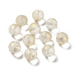 Light Khaki Transparent Glass Beads, Gradient Color, Round, Light Khaki, 12.5x12mm, Hole: 1.4mm