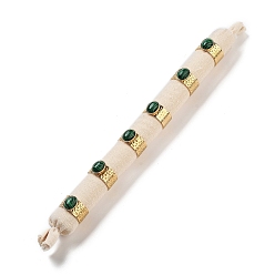 Малахит Ионное покрытие (ip) 304 широкополосные открытые манжетные кольца из нержавеющей стали, Женское кольцо из овального синтетического малахита, реальный 18 k позолоченный, 11 мм, 6 шт / комплект