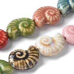 (52) Непрозрачная лаванда Фарфоровые бусины ручной работы серии «Океан», раковина, разноцветные, 20.5~21x16.5~17x8~8.5 мм, отверстие : 2 мм, около 18 шт / нитка, 14.02''~14.06'' (35.6~35.7 см)