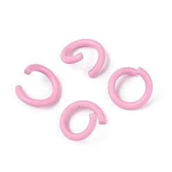 Rose Chaud Anneaux ouverts en fer peint à la bombe, rose chaud, Jauge 18, 8.5x1mm, diamètre intérieur: 5.5 mm, environ5050 pcs / 1000 g