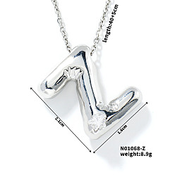 Letter Z Ожерелья с подвеской в форме буквы из латуни, прозрачный кубический цирконий, ожерелья в стиле хип-хоп, платина, Письмо Z, 15.75 дюйм (40 см)