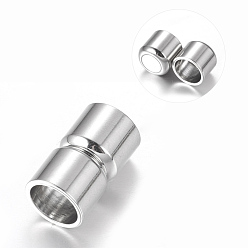 Platinum Alloy Magnetic Clasps with Glue-in Ends, Column, Platinum, 19~21x11mm, Hole: 9mm