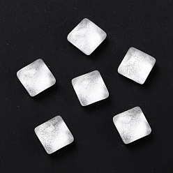 White Electroplate Glass Cabochons, Transparent, Faceted, Square, White, 6x6x3.5mm