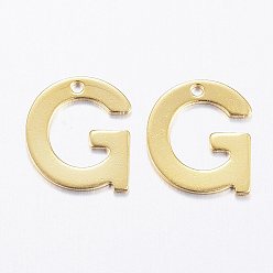 Letter G 304 прелести нержавеющей стали, letter.g, реальный 18 k позолоченный, 11x10x0.8 мм, отверстие : 1 мм