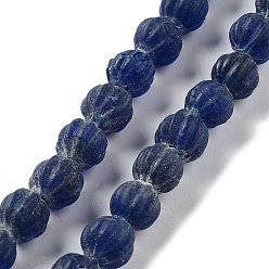 Midnight Blue Handmade Nepalese Lampwork Beads, Pumpkin, Midnight Blue, 10.5x9.5mm, Hole: 1.5mm, about 64pcs/strand, 25.79''(65.5cm)