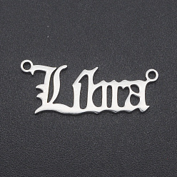 Libra 201 Stainless Steel Links, Twelve Constellations, Old English, Laser Cut, Libra, 9.5x24.5x1mm, Hole: 1.2mm