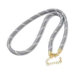 Gray Ployester Core-Wrapped Round Cord Necklace Making, with Brass Finding, Golden, Gray, 17.72x0.18 inch(45x0.45cm)