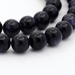 Blue Goldstone Synthetic Blue Goldstone Round Bead Strands, 4mm, Hole: 1mm, about 98pcs/strand, 15.7 inch