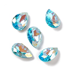 Light Aquamarine AB K 9 кабошоны из стеклянного страза, задние и задние, слеза, светлый аквамарин ab, 14x10x5.5 мм
