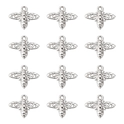 Silver Tibetan Style Alloy Pendants, Lead Free and Cadmium Free, Bees, Silver Color Plated, 14x16x2mm, Hole: 2mm
