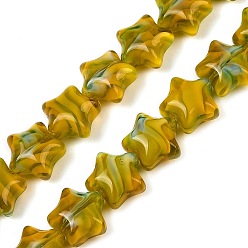 Темно-Золотистый Ручной работы тысячецветник стеклянные бусины нитки, звезда, темные золотарник, 11~12x12x7~8 мм, отверстие : 0.8 мм, около 49~50 шт / нитка, 19.88~20.28'' (50.5~51.5 см)