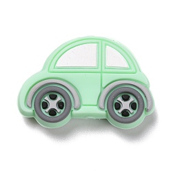Pale Green Silicone Focal Beads, Car, Pale Green, 21.5x32x8mm, Hole: 2.5mm