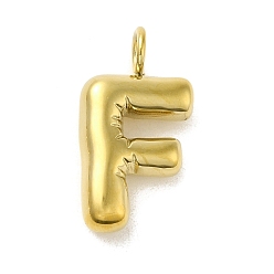 Letter F 304 Stainless Steel Pendants, Real 14K Gold Plated, Letter Charm, Letter F, 24x13x5mm, Hole: 4mm