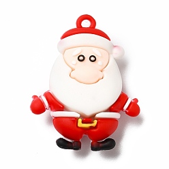 Red PVC Plastic Big Pendants, Father Christmas, Red, 52x40x17mm, Hole: 3mm