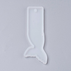 White Silicone Bookmark Molds, Resin Casting Molds, Fish Tail, White, 95x35x4.5mm, Inner Diameter: 92x32mm