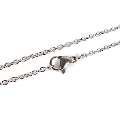 Stainless Steel Color 304 Stainless Steel Unisex Cable Chain for Necklace, with Lobster Claw Clasps, Stainless Steel Color, 19.7 inch(50cm)x0.19x0.05cm