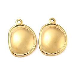 Real 14K Gold Plated 304 Stainless Steel Pendants, Oval Charm, Real 14K Gold Plated, 18x13x4mm, Hole: 1.2mm
