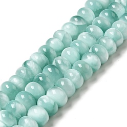 Natural Glass Natural Glass Beads Strands, Grade A, Rondelle, Aqua Blue, 10x5.5~7mm, Hole: 0.9mm, about 61~65pcs/strand, 15.5~15.7''(39.37~39.88cm)