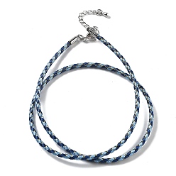 Синий Изготовление плетеных ожерелий из полиэфирного шнура, с латунной фурнитурой , нержавеющая сталь застежками, долговечный, платина, синие, 18-3/4 дюйм (47.5 см)
