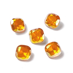 Sun Light AB Style Eletroplate K9 Glass Rhinestone Cabochons, Pointed Back & Back Plated, Faceted, Square, Sun, 8x8x4mm