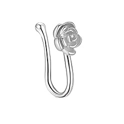 Нержавеющая Сталь Цвет 304 зажимы из нержавеющей стали на носовых кольцах, цветок, цвет нержавеющей стали, 8 мм, штифты : 0.8 мм