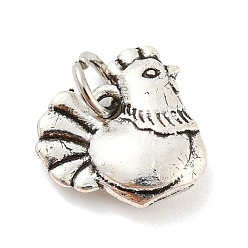 Петух Подвески из тибетского сплава, без кадмия и без свинца, долговечный, Китайские знаки, петух, 12.5x12.5x3.5 мм, отверстие : 3.2 мм