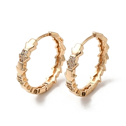 Light Gold Brass Cubic Zirconia Hoop Earrings for Women, Arrows, Light Gold, 25x5mm