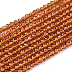 Chocolate Glass Beads Strands, Imitation Quartz, Faceted, Round, Chocolate, 2mm, Hole: 0.5mm,  about 175pcs/strand, 14.9 inch(38cm)