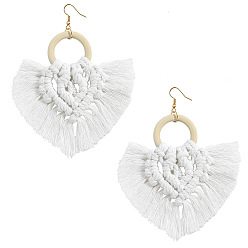 white Bohemian Ethnic Style Tassel Earrings for Women - Fashionable European and American Jewelry