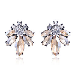 Champagne Stylish and Elegant Crystal Flower Earrings with a Personalized Touch