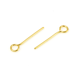 Golden 304 Stainless Steel Eye Pins, Golden, 15mm, Hole: 2mm, Pin: 0.6mm
