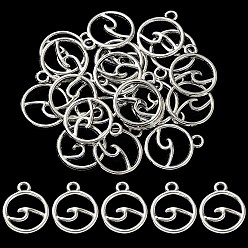 Antique Silver 20Pcs Tibetan Style Alloy Charms, Flat Round, Cadmium Free & Lead Free, Antique Silver, 14.5x12x1.5mm, Hole: 1.6mm