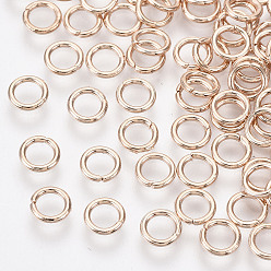 Real Rose Gold Plated Brass Open Jump Rings, Long-Lasting Plated, Nickel Free, Ring, Real Rose Gold Plated, 20 Gauge, 5x0.8mm, Inner Diameter: 3.4mm, about 8000pcs/1000g
