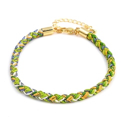 Зеленый лайм 4браслеты из плетеного нейлонового шнура толщиной ⅛ дюйма, с латунными выводами и 304 застежками из лобстера из нержавеющей стали, долговечный, золотые, зеленый лайм, 7-3/4 дюйм (19.7 см)